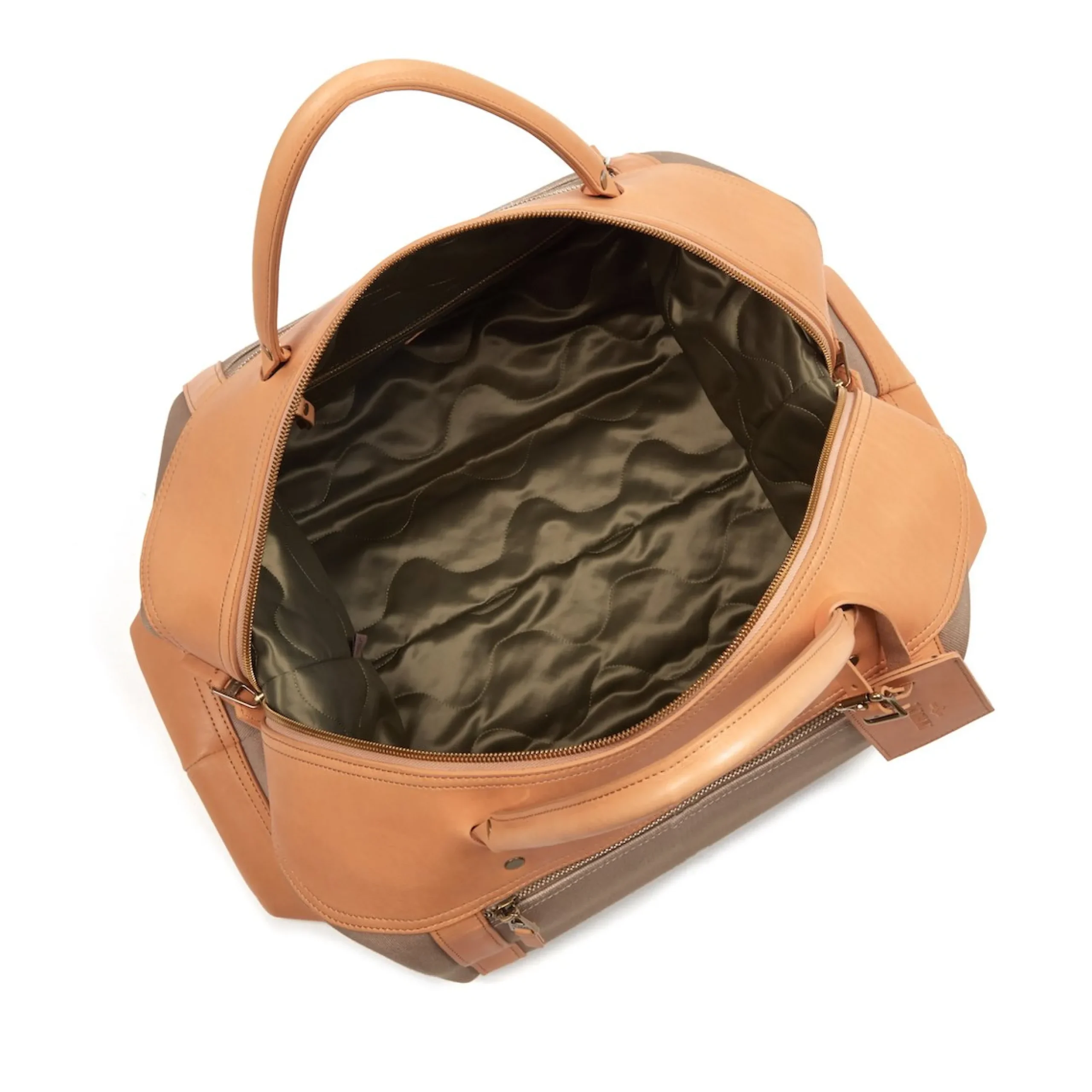double_cotton_twill_weekender_bag_2.webp Cheap J. W. Hulme Co Double Cotton Twill Weekender Bag Khaki Twill & Natural Leather