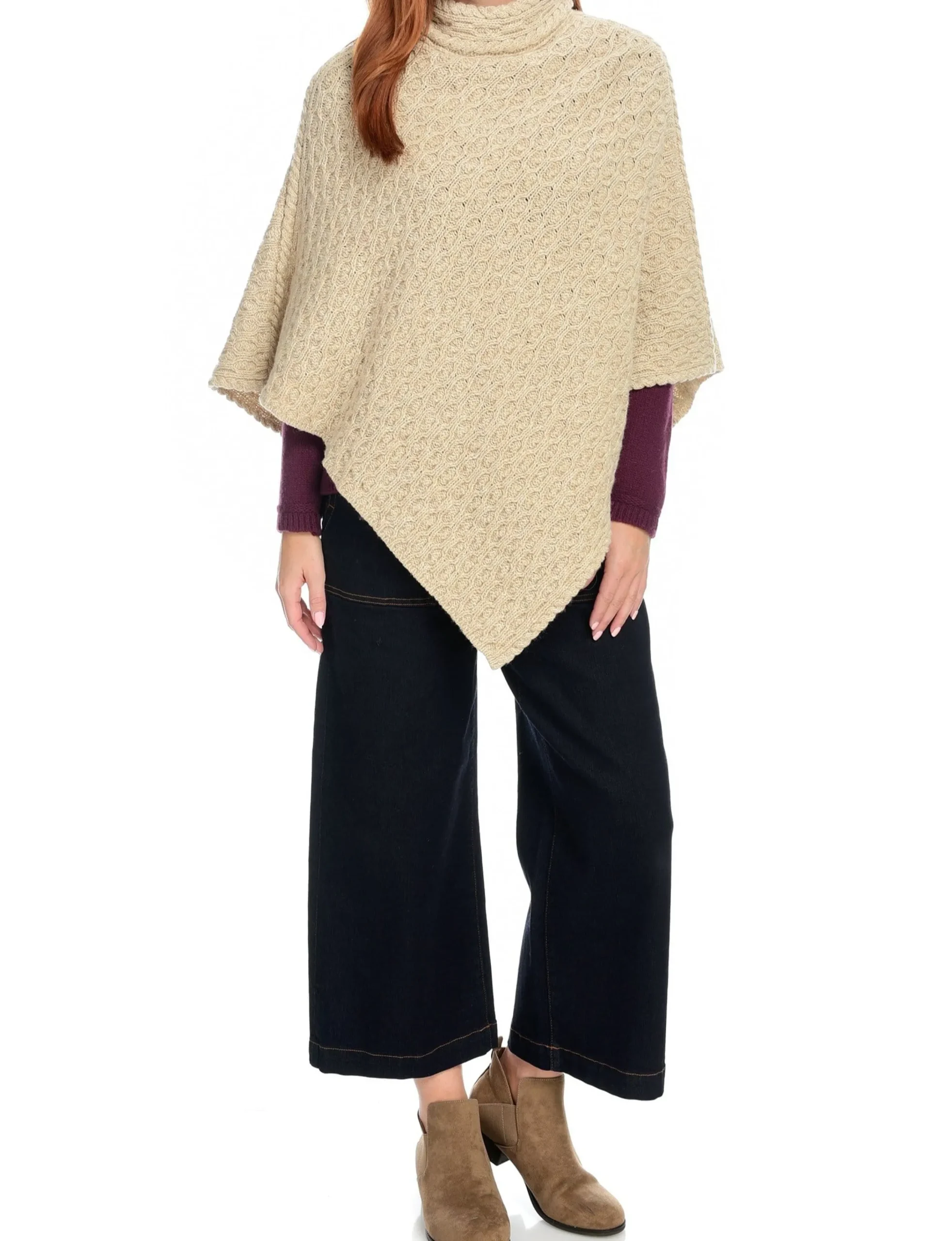 irelandseye_newport_high_neck_cable_poncho_3.webp New J. W. Hulme Co Irelandseye Newport High Neck Cable Poncho