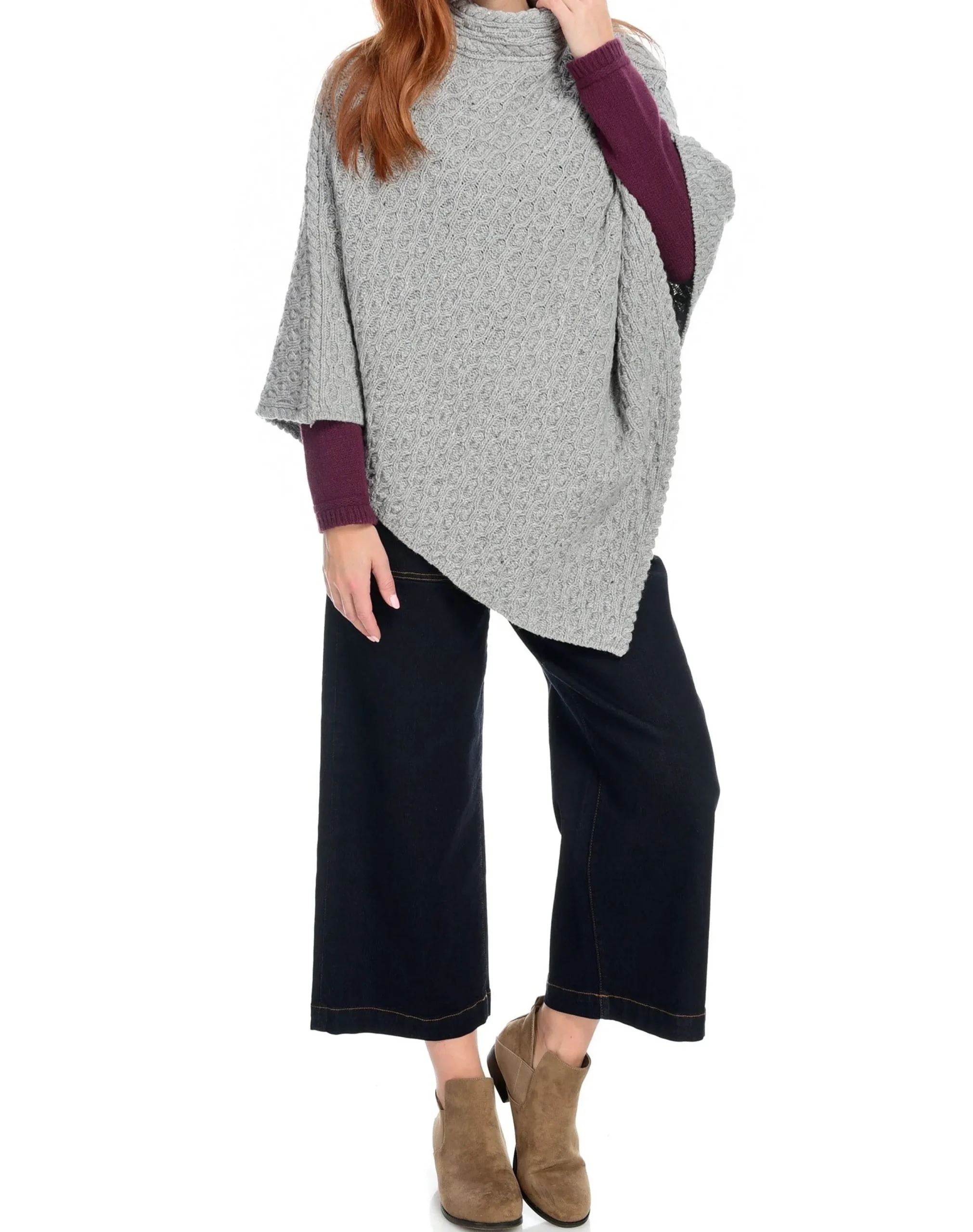 irelandseye_newport_high_neck_cable_poncho_5.webp New J. W. Hulme Co Irelandseye Newport High Neck Cable Poncho