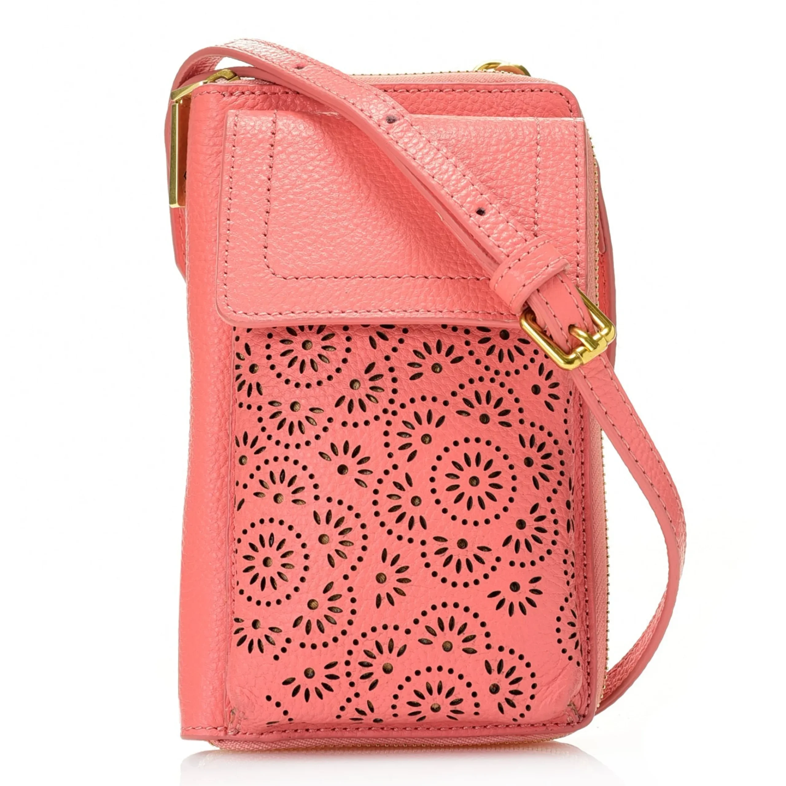 Clearance J. W. Hulme Co Leah Perforated Leather Phone Case Crossbody