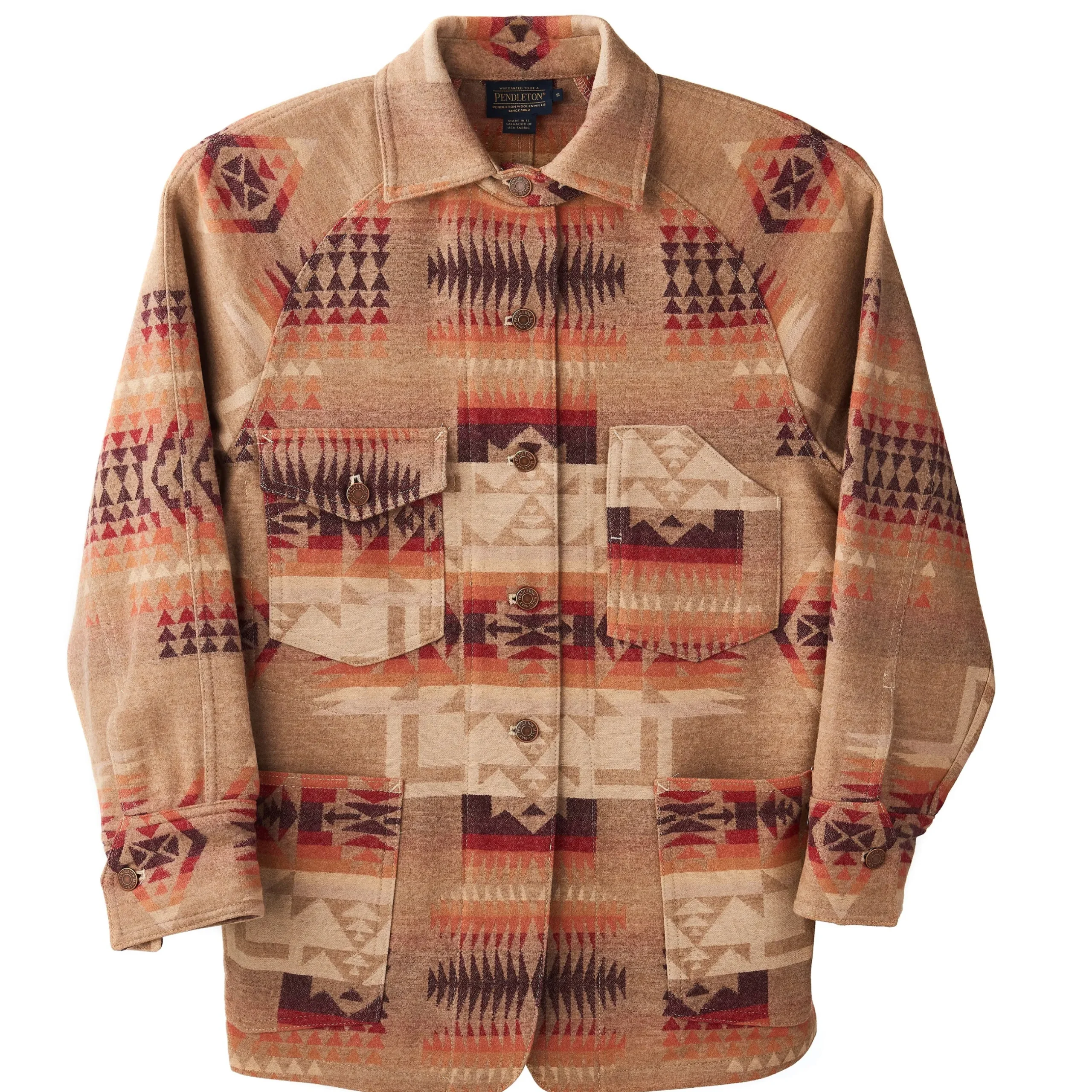 Discount J. W. Hulme Co Pendleton Vintage Wool Work Jacket Tan Jacquard